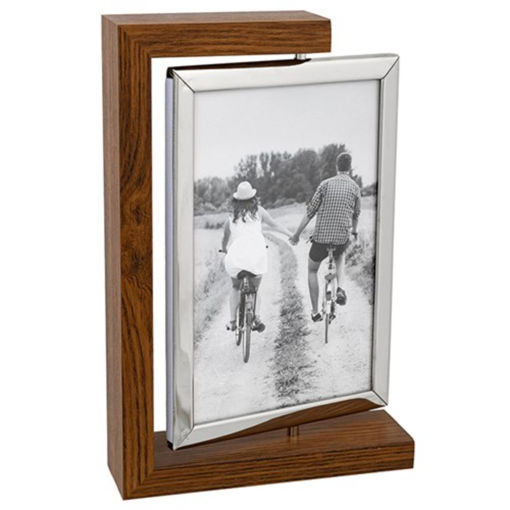 Picture of MODERN WOOD & SILVER SPIN FRAME 4X6